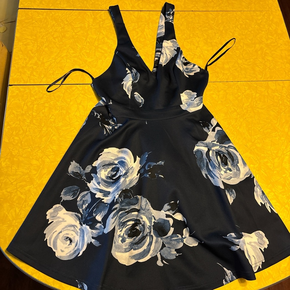 Trac Blue and White Floral Dress